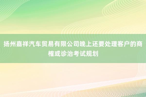 扬州嘉祥汽车贸易有限公司晚上还要处理客户的商榷或诊治考试规划